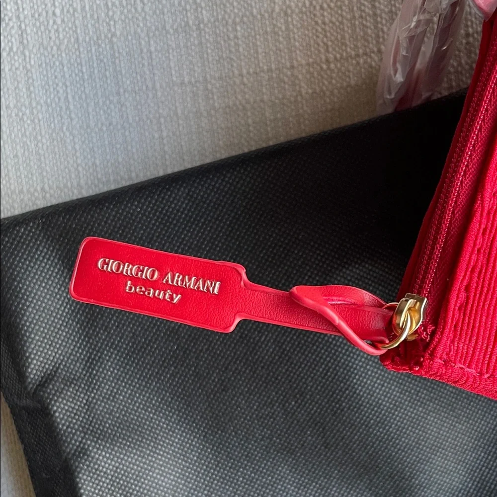 Giorgio Armani Red Zip Cosmetic Pouch clutch